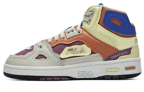 FILA FUSION Teratach Fashion Mid top Vintage Basketball Shoes Women's Purple Yellow