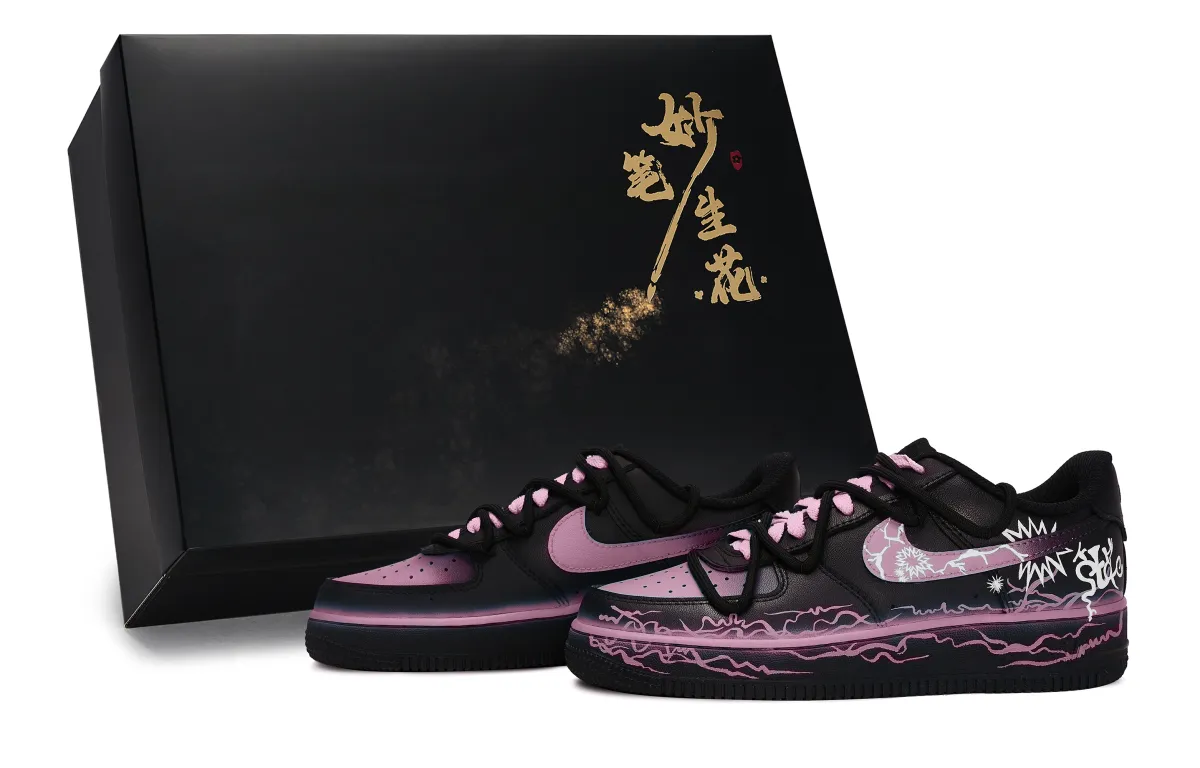 Nike Air Force 1 Exquisite Brushstrokes Bloom, Electric Dance Spark, Purple Pink Low top Skateboard Shoes Unisex