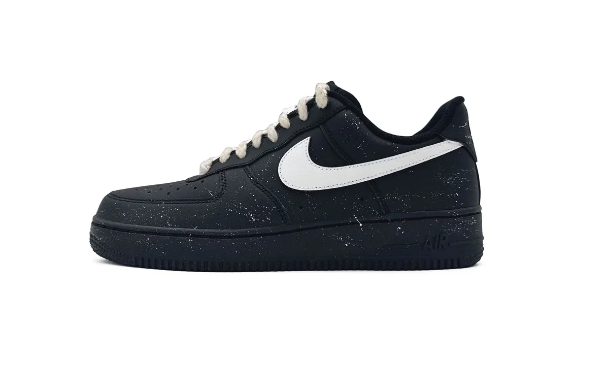 Nike Air Force 1 Slip Resistant Abrasion Resistant Low top Skateboard Shoes Unisex Black White