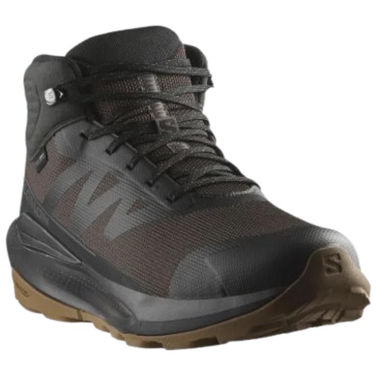 SALOMON Slip Resistant Abrasion Resistant Mid top Hiking Shoes Men’s Black Brown
