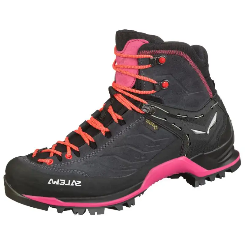 SALEWA GORE TEX Fabric Slip Resistant Abrasion Resistant Mid top Hiking Shoes Women's Burgundy