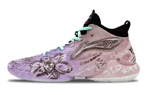 Li Ning YuShuai 18 Cushioning Coverage Abrasion Resistant High top Basketball Shoes Men's Purple Pink