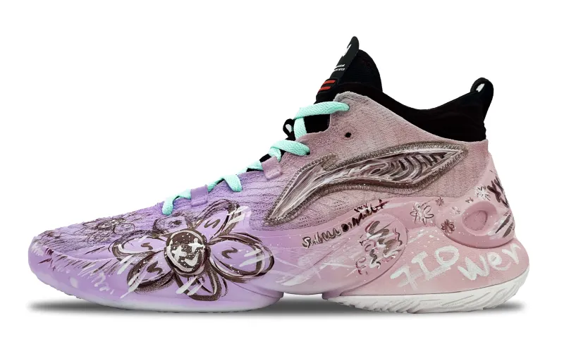 Li Ning YuShuai 18 Cushioning Coverage Abrasion Resistant High top Basketball Shoes Men's Purple Pink