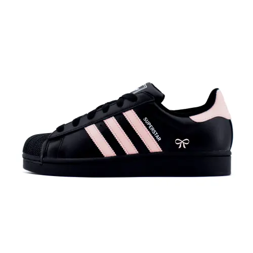 Adidas Originals Superstar 2 Macaron Slip Resistant Abrasion Resistant Low top Skateboard Shoes Unisex Black Pink