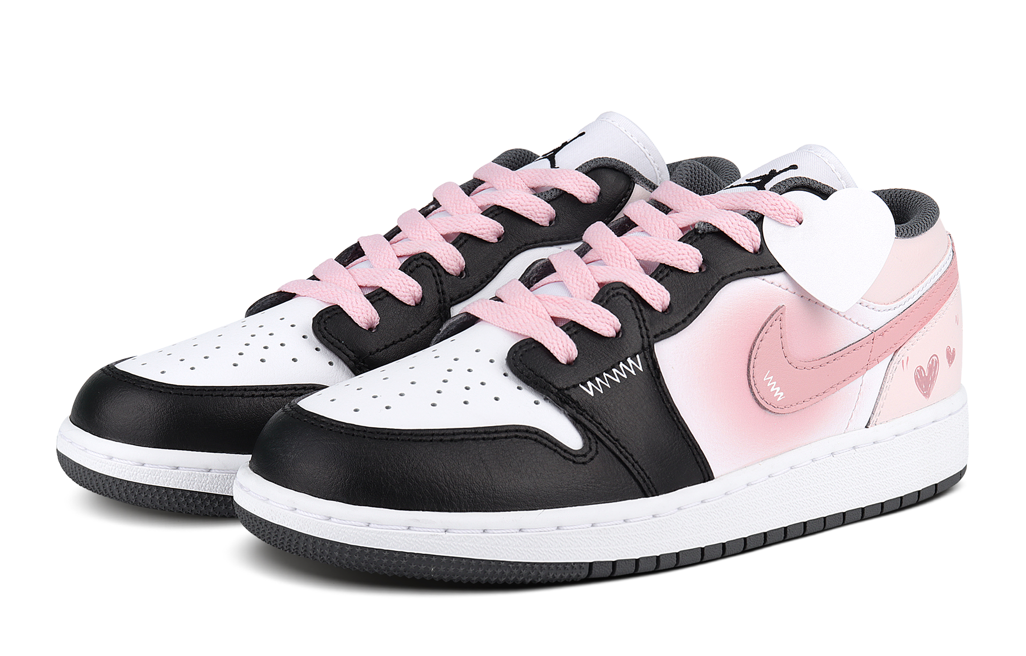 Jordan Air Jordan 1 Abrasion Resistant Abrasion Resistant Low top Vintage Basketball Shoes Women’s Black Pink