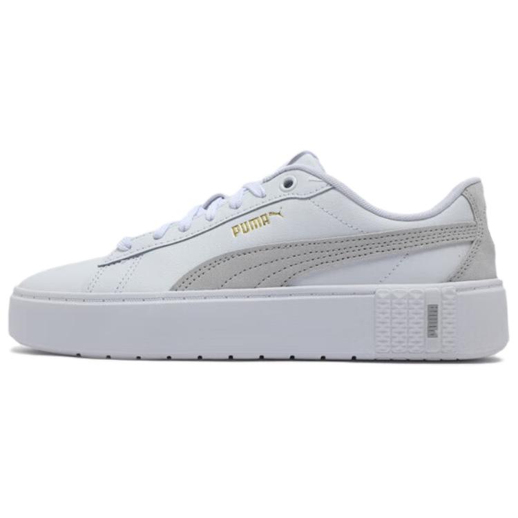 PUMA Smash Platform Comfortable And Lightweight Low top Skateboard Shoes Women's White Gray
