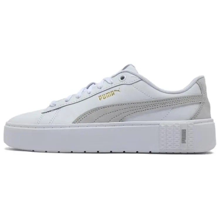 PUMA Smash Platform Comfortable And Lightweight Low top Skateboard Shoes Women's White Gray