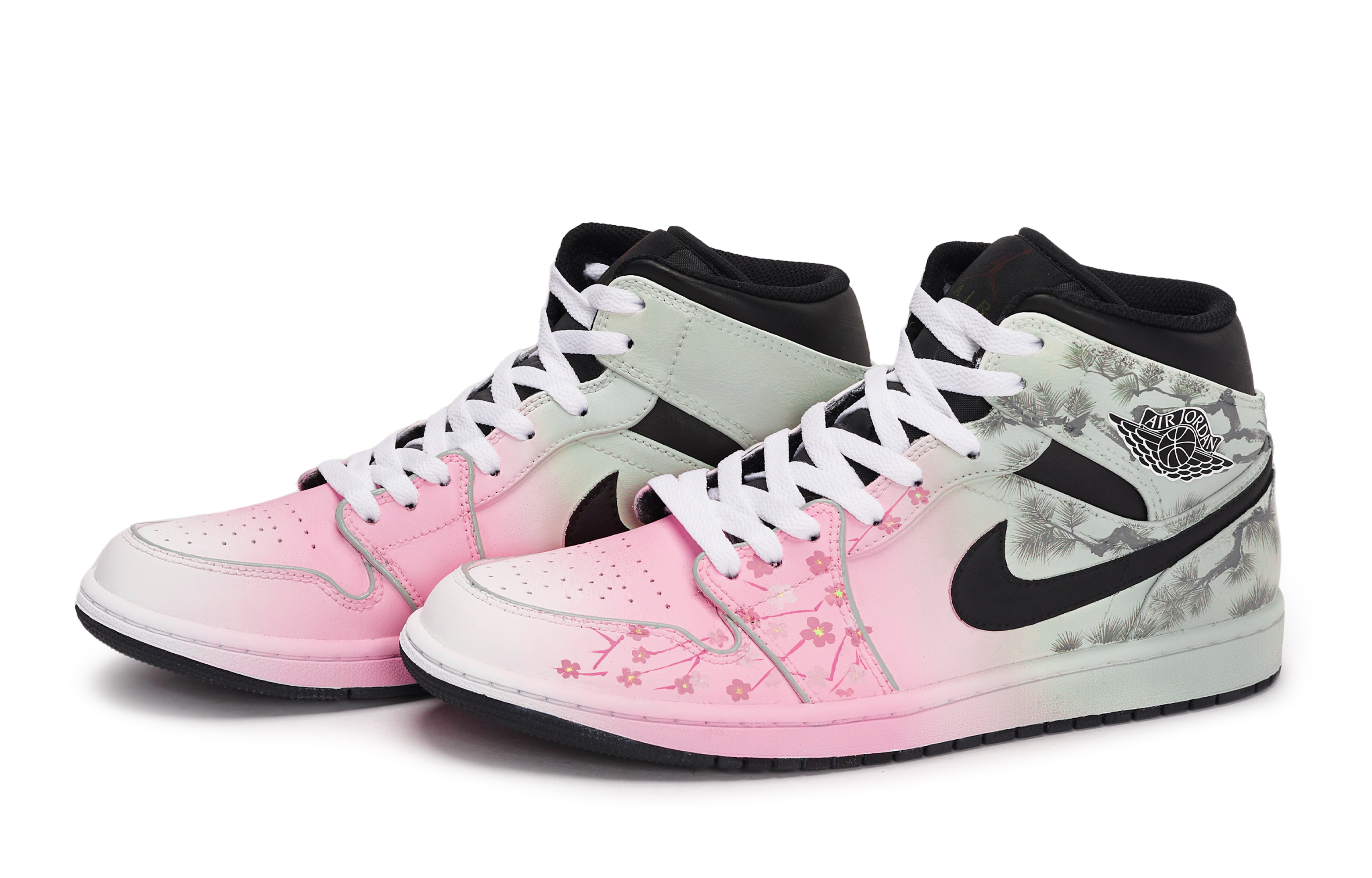 Jordan Air Jordan 1 Mid top Vintage Basketball Shoes Unisex Pink