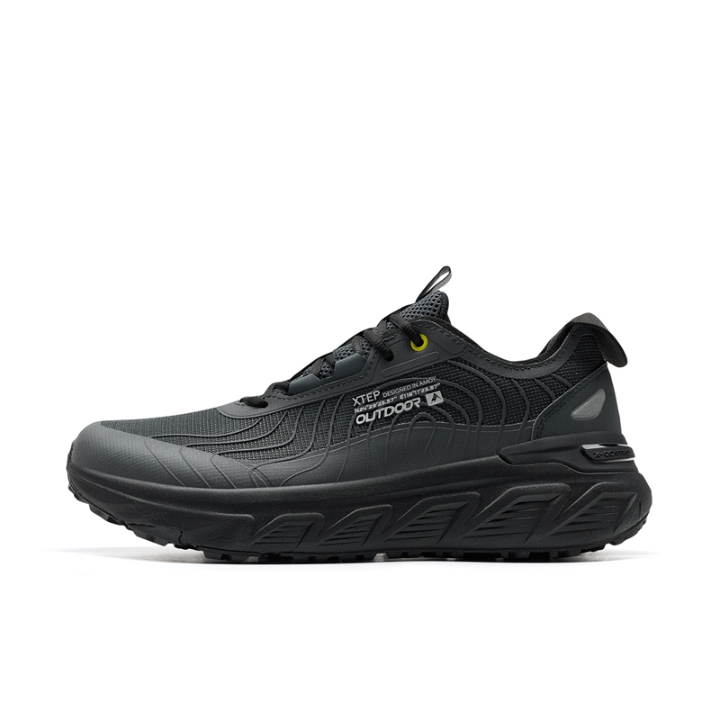 XTEP Open Country 1.0 Cushioning Slip Resistant Abrasion Resistant Lightweight Low top Hiking Shoes Men’s Coal Black