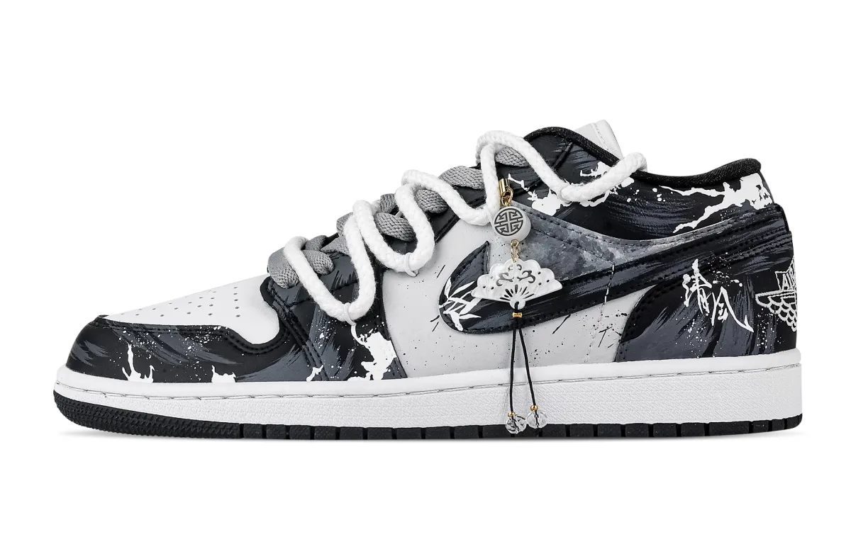 Jordan Air Jordan 1 Gentle Breeze Caresses The Surface. Low top Vintage Basketball Shoes Unisex Navy Blue