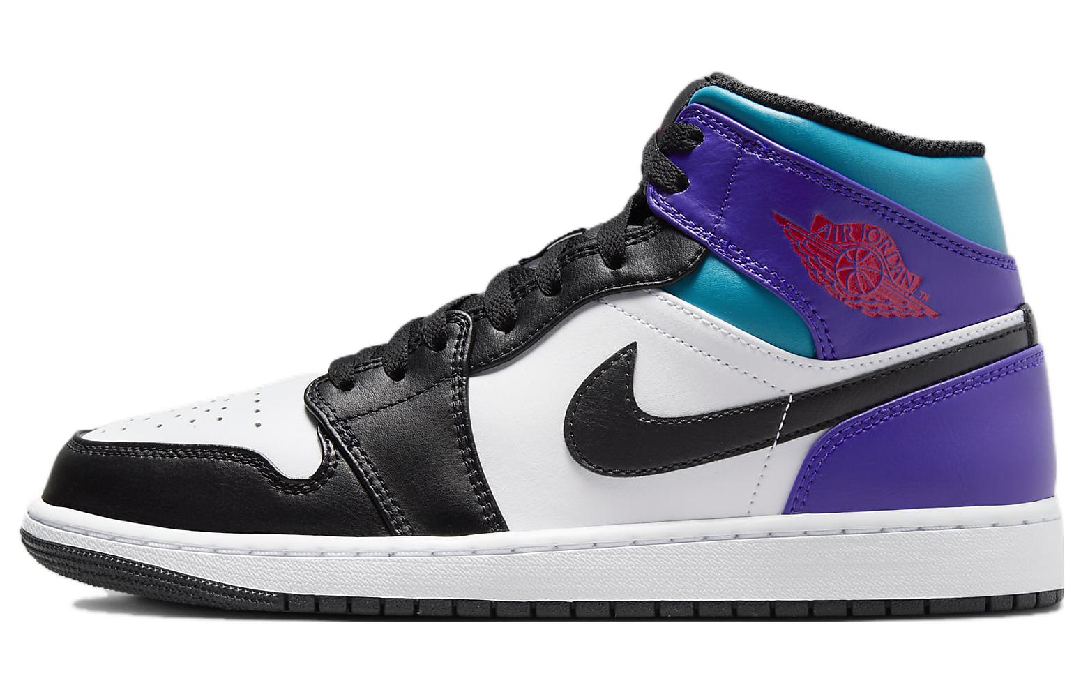 Мужские кроссовки Jordan Air Jordan 1 Mid (фиолетово-черно-белые)
