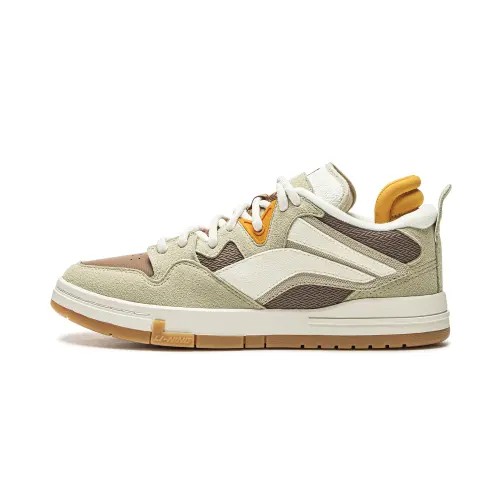Li Ning Wave PRO Slip Resistant Abrasion Resistant Low top Skateboard Shoes Men's Green Brown White
