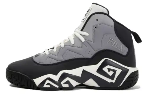 FILA MB Cushioning, Wear Resistant Mid top Basketball Shoes Unisex Black White Gray