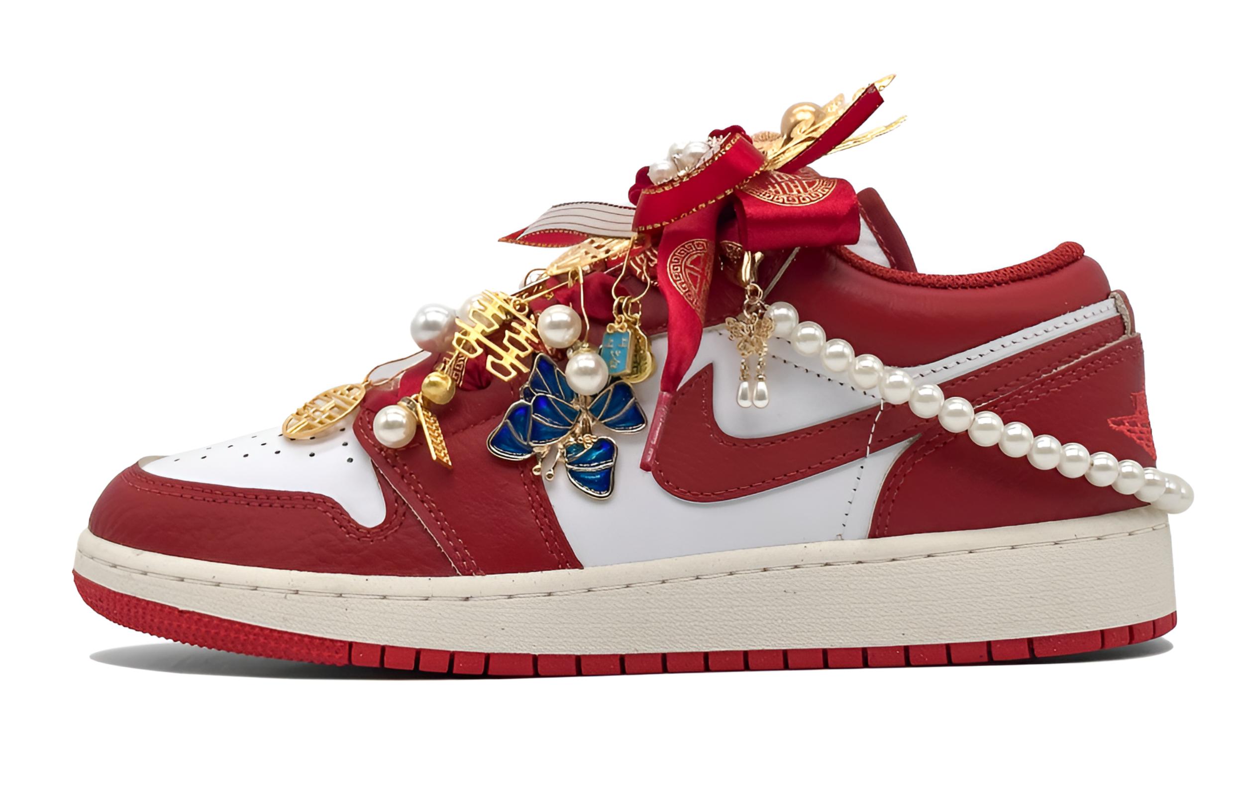 Jordan Air Jordan 1 Nichang Gold Ribbon Cushioning, Wear Resistant Low top Vintage Basketball Shoes Women’s Red