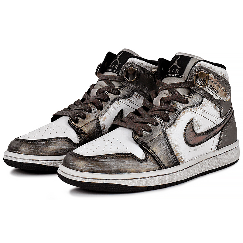 Jordan Air Jordan 1 Abrasion Resistant Mid top Vintage Basketball Shoes Women’s Brown White