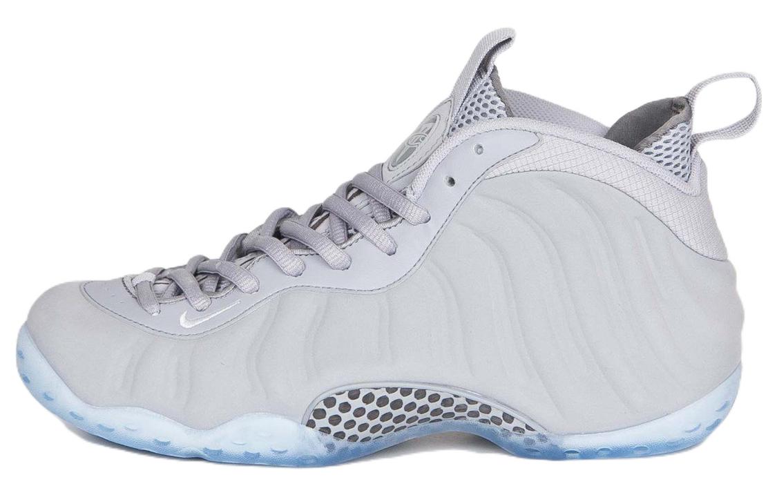 Мужские кроссовки Nike Foamposite One Wolf Grey Suede (серебряные) — 狼灰/白/狼灰/黑 — фото 1