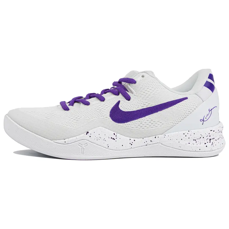 Nike Kobe 8 Cushioning Slip Resistant Cushioning Slip Resistant Low top Basketball Shoes Unisex White Purple