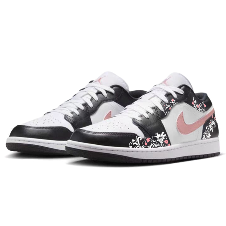 Jordan Air Jordan 1 Slip Resistant Abrasion Resistant Low top Vintage Basketball Shoes Unisex Red Black