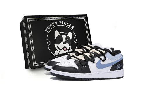 Jordan Air Jordan 1 Abrasion Resistant Slip Resistant Low top Vintage Basketball Shoes Men's Black Blue