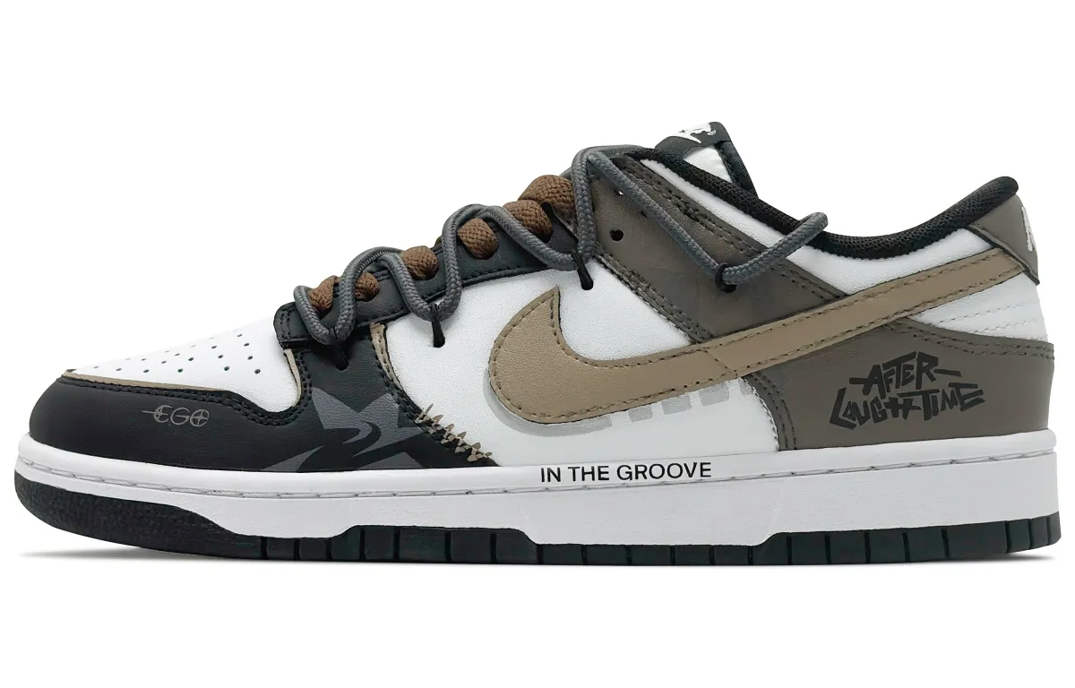 Nike Dunk Leather Slip-Resistant Abrasion-Resistant Low-top Skateboard Shoes Unisex Black White Brown