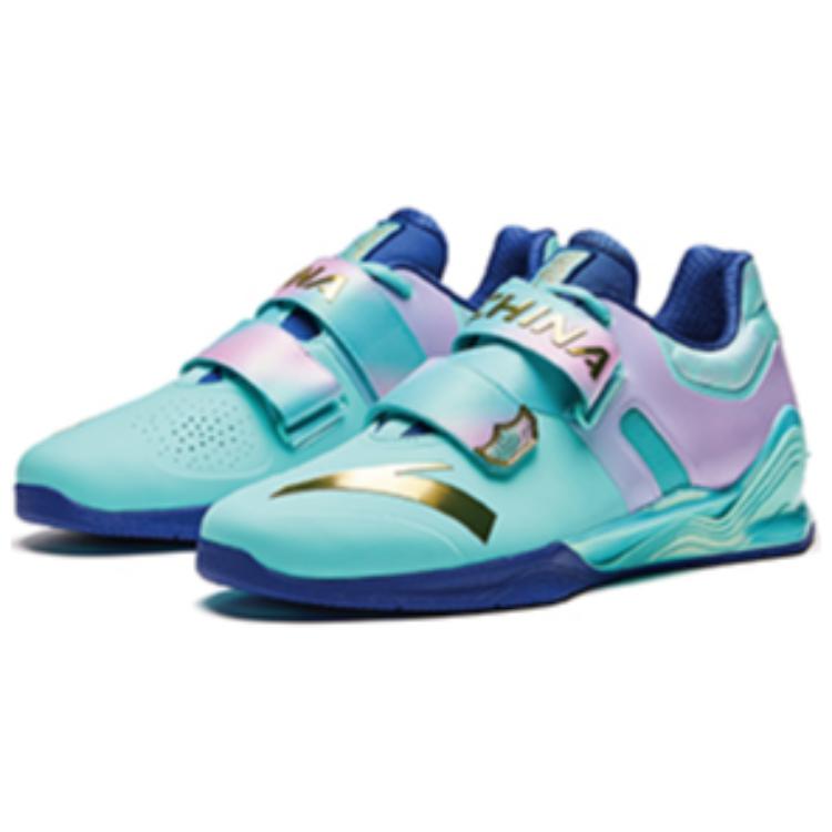 Anta Slip Resistant Abrasion Resistant Low top Weightlifting Shoes Men’s Blue Pink Gold