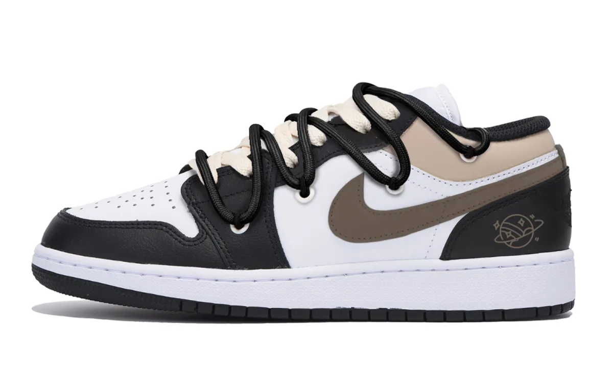 Jordan Air Jordan 1 Slip Resistant Low top Vintage Basketball Shoes Men's Black Brown