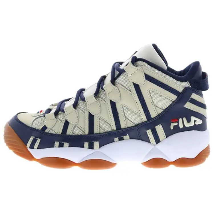 FILA Stackhouse Spaghetti Mid top Basketball Shoes Men's Beige Blue