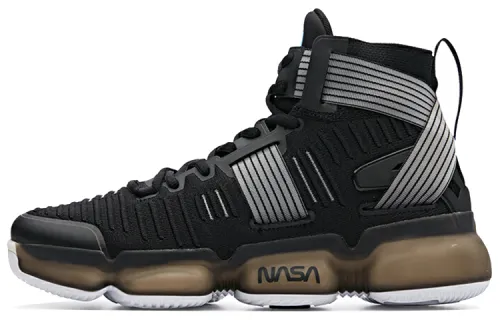 Anta Cushioning Slip Resistant Abrasion Resistant Lightweight High top Basketball Shoes Men's Black Red