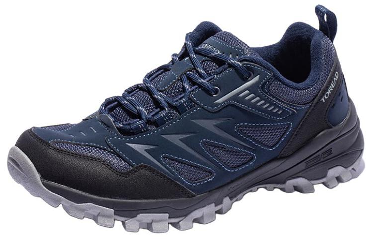 TOREAD Comfortable Slip Resistant Abrasion Resistant Low top Hiking Shoes Men’s Blue Black
