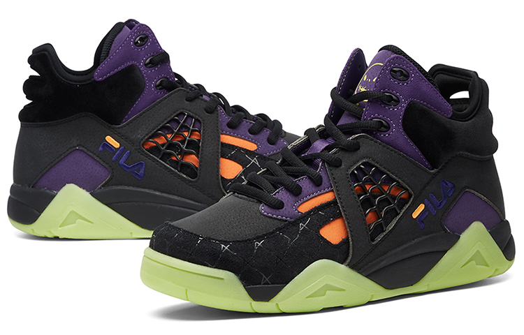 FILA FUSION Cage Mid top Vintage Basketball Shoes Women’s Black Purple
