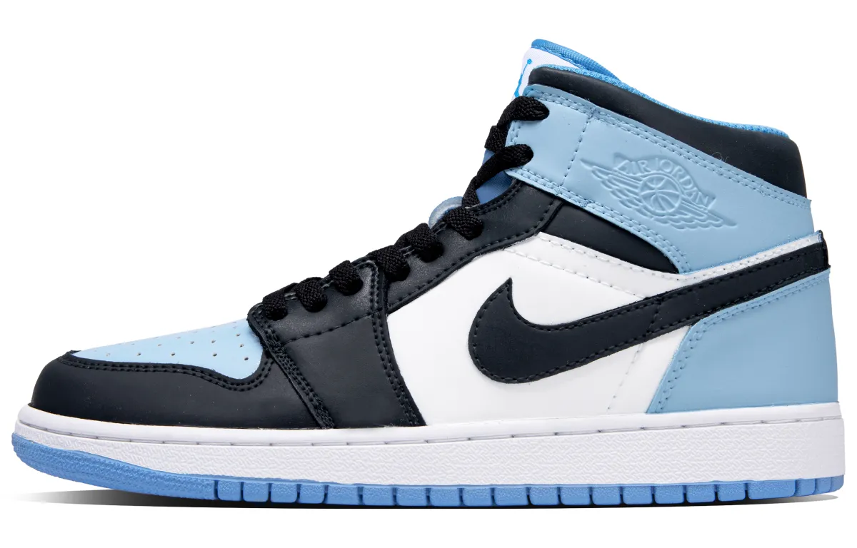 Jordan Air Jordan 1 All Star Leather Abrasion Resistant Mid top Vintage Basketball Shoes Unisex Blue Black White