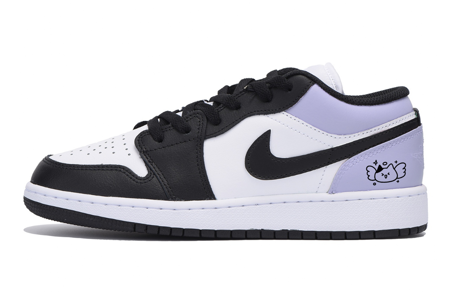 Jordan Air Jordan 1 Puppy Fragment Anti-Slip Wear-Resistant Low-Top Vintage Basketball Shoes Men's Black Purple