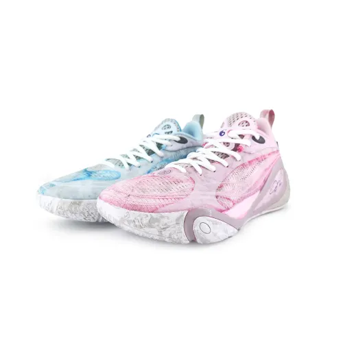 Li Ning DLO1 Synthetic Leather, TPU Low top Basketball Shoes Men's Pink Blue Mismatched