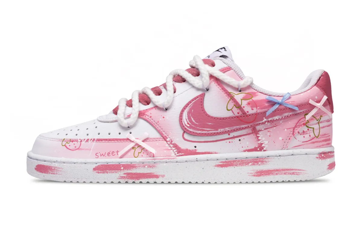 Nike Court Vision Skateboard Shoes Women's Low Top White/Pink