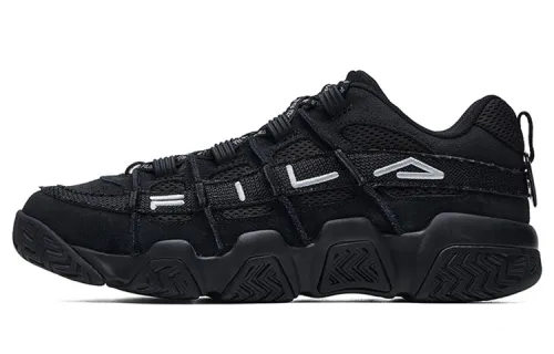FILA FUSION Ade Mesh Cushioning Abrasion Resistant Breathable Low top Vintage Basketball Shoes Men's Black