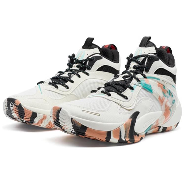 XTEP Textile, Artificial Leather Cushioning Slip Resistant Abrasion Resistant Mid top Basketball Shoes Men’s