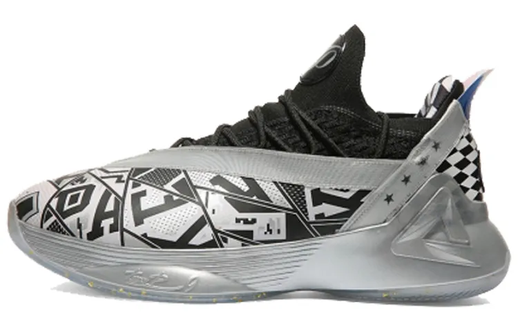 PEAK Parker Seven High top Performance Basketball Shoes Men's Silver Retirement Edition, Lightning Gift Box Set