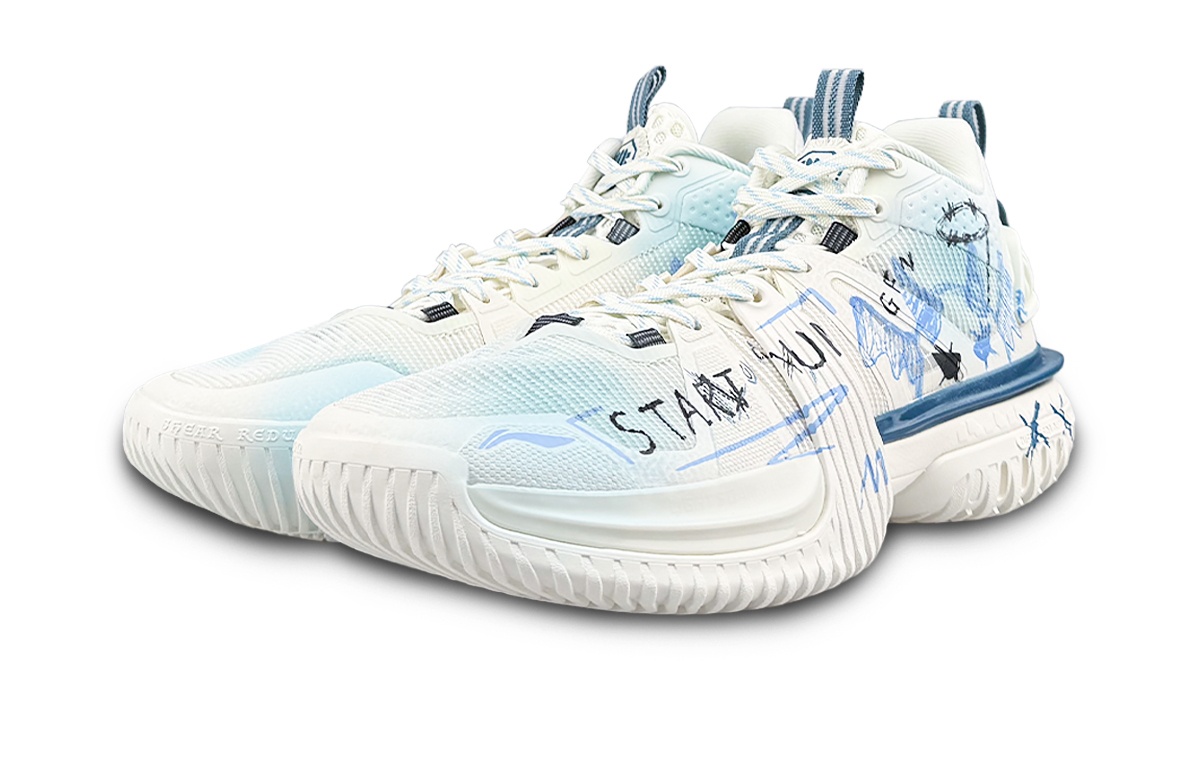 Li Ning Storm 2024 Abrasion Resistant Grip Mid top Basketball Shoes Men’s White