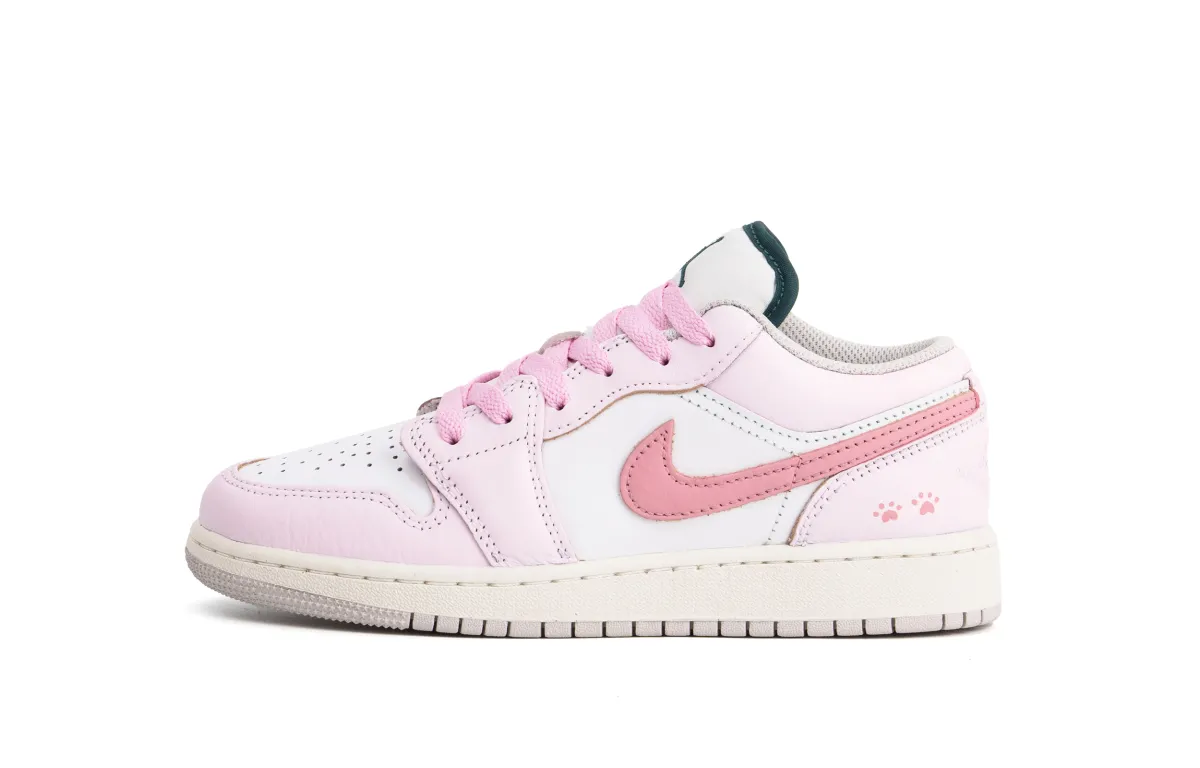 Jordan Air Jordan 1 Cushioning Abrasion Resistant Low top Vintage Basketball Shoes Unisex Pink White