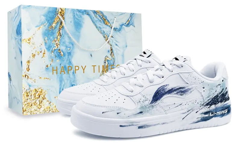 Li Ning Floating Boat Slip Resistant Waterproof Abrasion Resistant Low top Skateboard Shoes Unisex Blue White