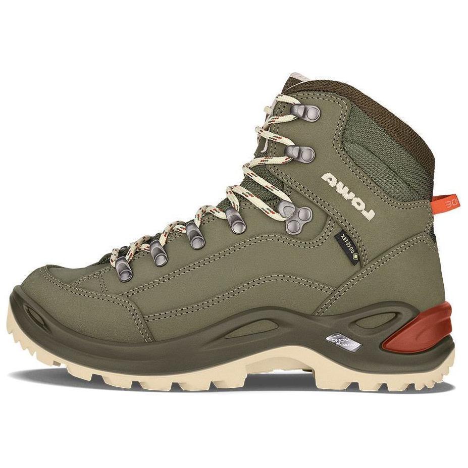 Lowa Renagade GTX Cushioning Slip Resistant Mid top Hiking Shoes Women’s Green Orange