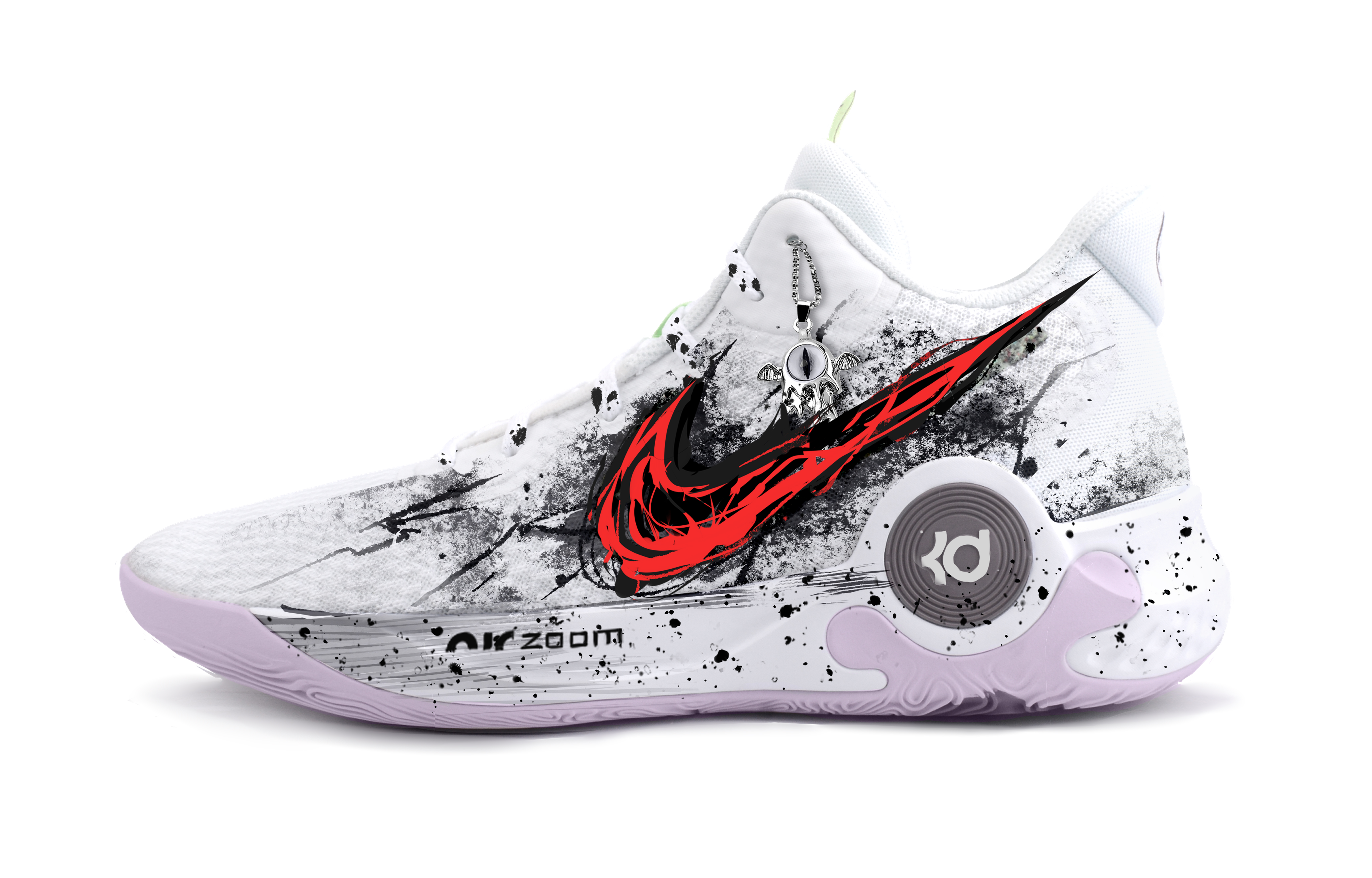 Nike KD Trey 5 IX Vampire Ghost Fabric Slip Resistant Mid top Vintage Basketball Shoes Unisex Red White