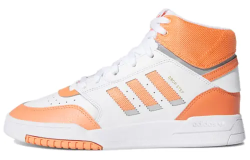 Adidas Originals Drop Step Synthetic Leather Abrasion Resistant High top Skateboard Shoes Women's White Orange