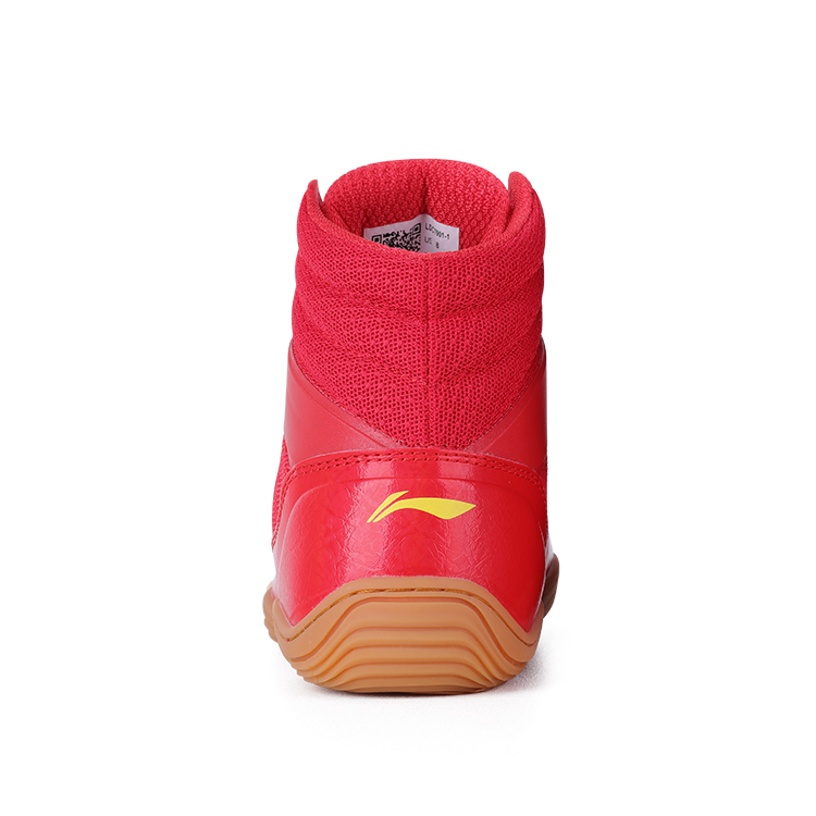Li Ning Cushioning Slip Resistant Coverage Mid top Training Shoes Unisex Red Yellow