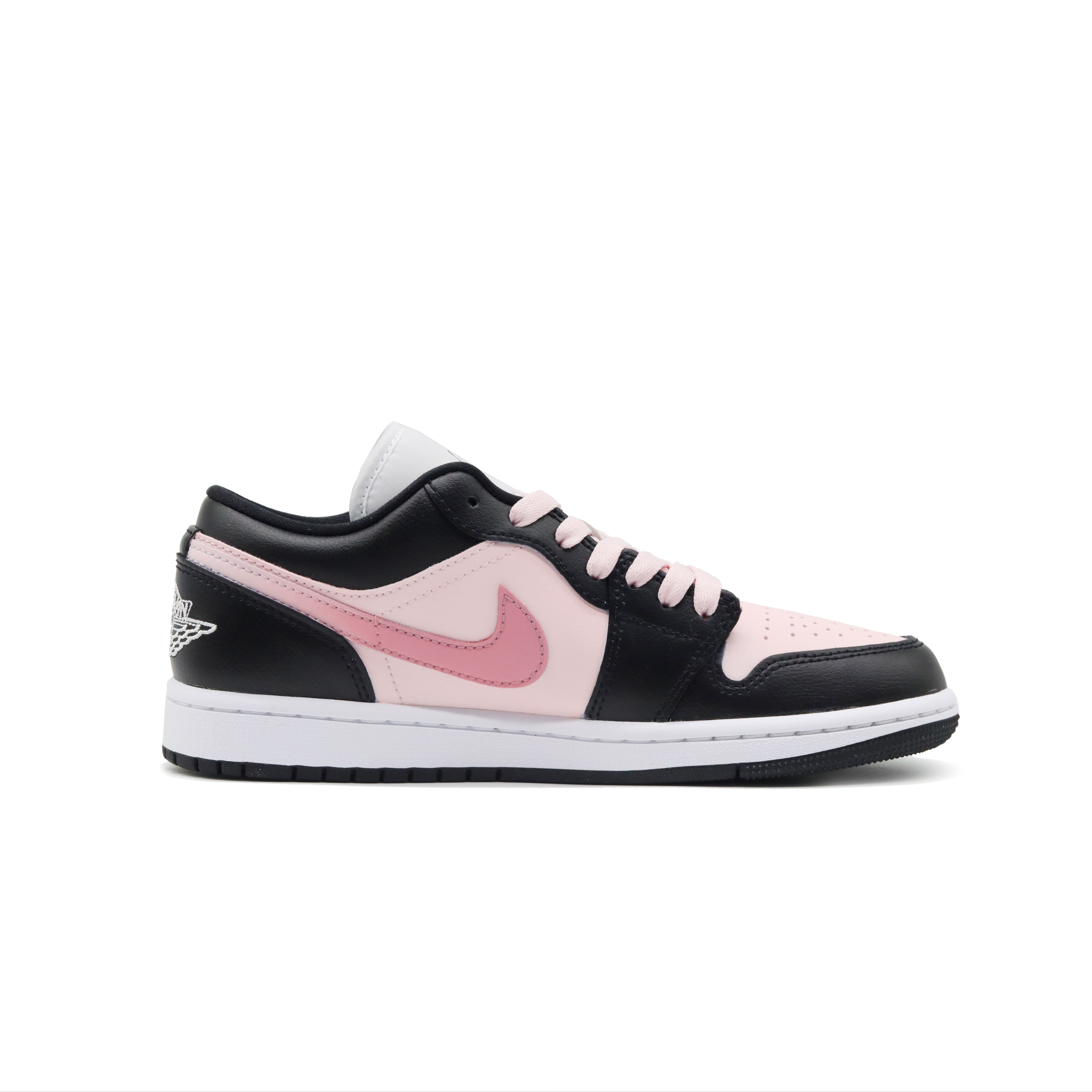 Jordan Air Jordan 1 Slip Resistant Abrasion Resistant Low top Vintage Basketball Shoes Unisex Black Pink