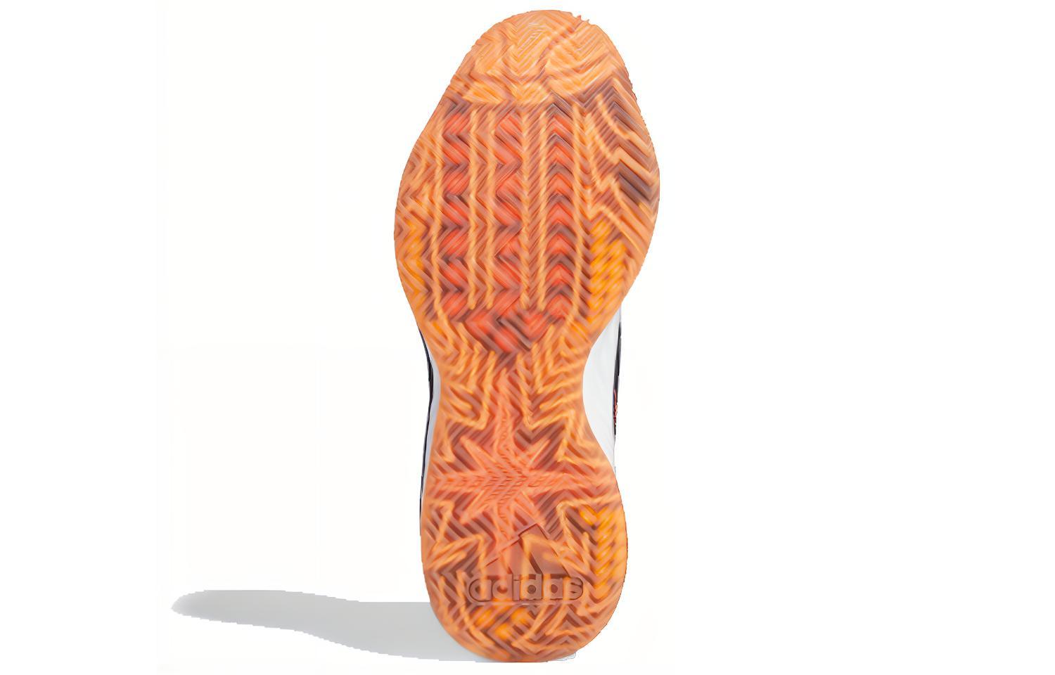 Мужские кроссовки adidas D lillard 5 (оранжево-черно-белые) — фото 5