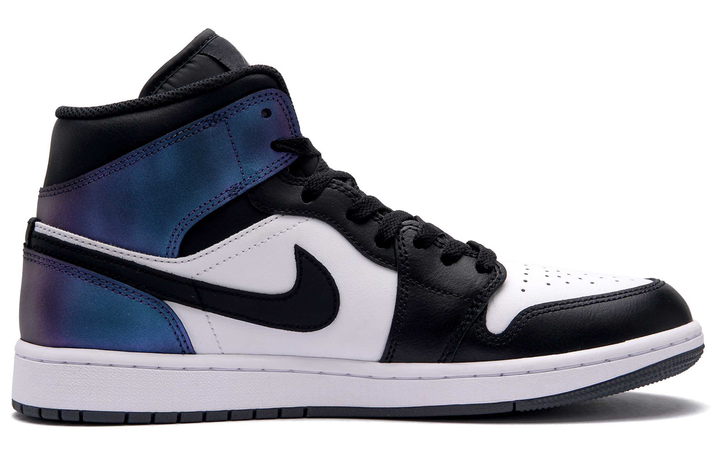 Jordan Air Jordan 1 Abrasion Resistant Mid top Vintage Basketball Shoes Unisex Black Blue Purple