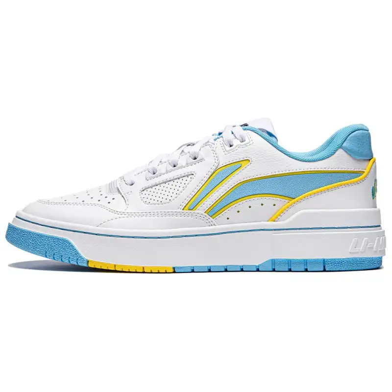 Li Ning Rookie Slip Resistant Abrasion Resistant Low top Skateboard Shoes Unisex White Blue