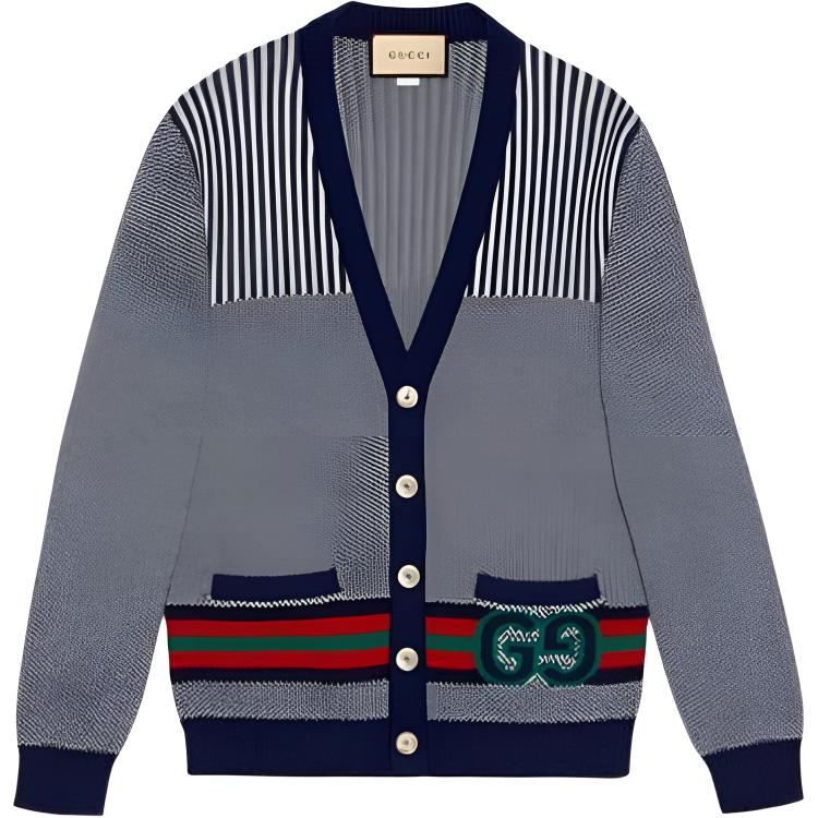 GUCCI Logo Intarsia Button Up Cardigan
