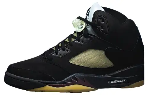 Jordan Air Jordan 5 Slip Resistant High top Vintage Basketball Shoes Men's Black Yellow